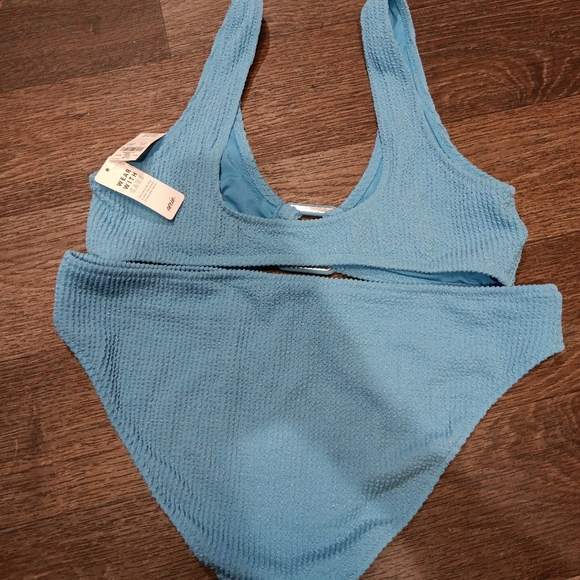 Aerie Light Blue Textured Bikini Set Size L New - Picture 4 of 4